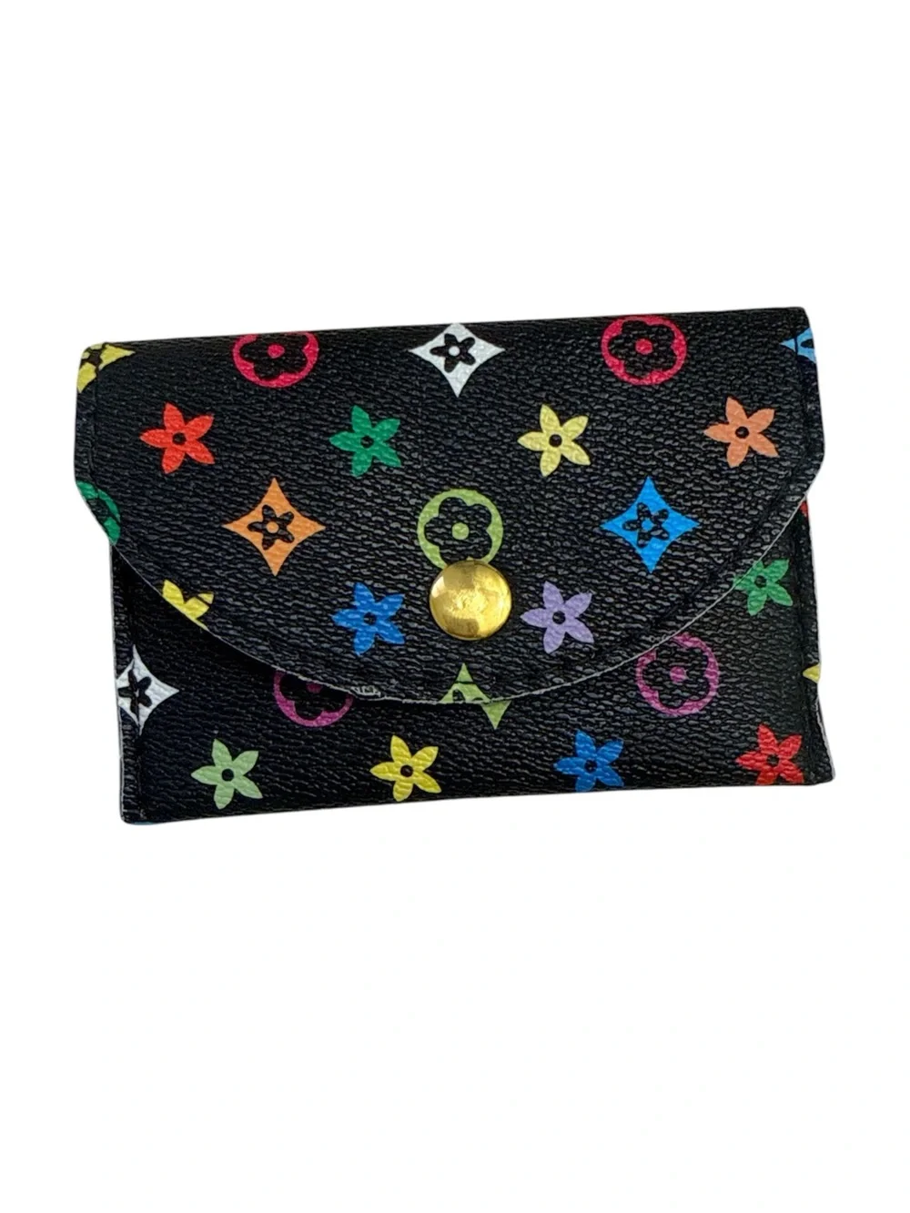 Fashion Multicolor Monogram Envelope Coin or Card Holder - Faux Leather